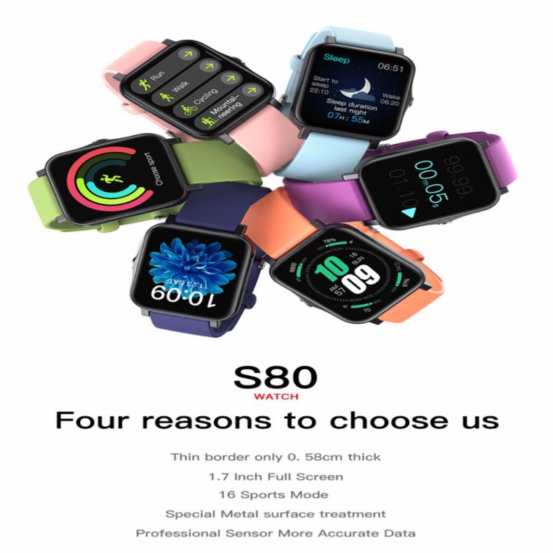 S80 Clever Uhr Männer Voller berühren Fitness Tracker IP67 Wasserdichte Frauen Smartwatch Für IOS Android