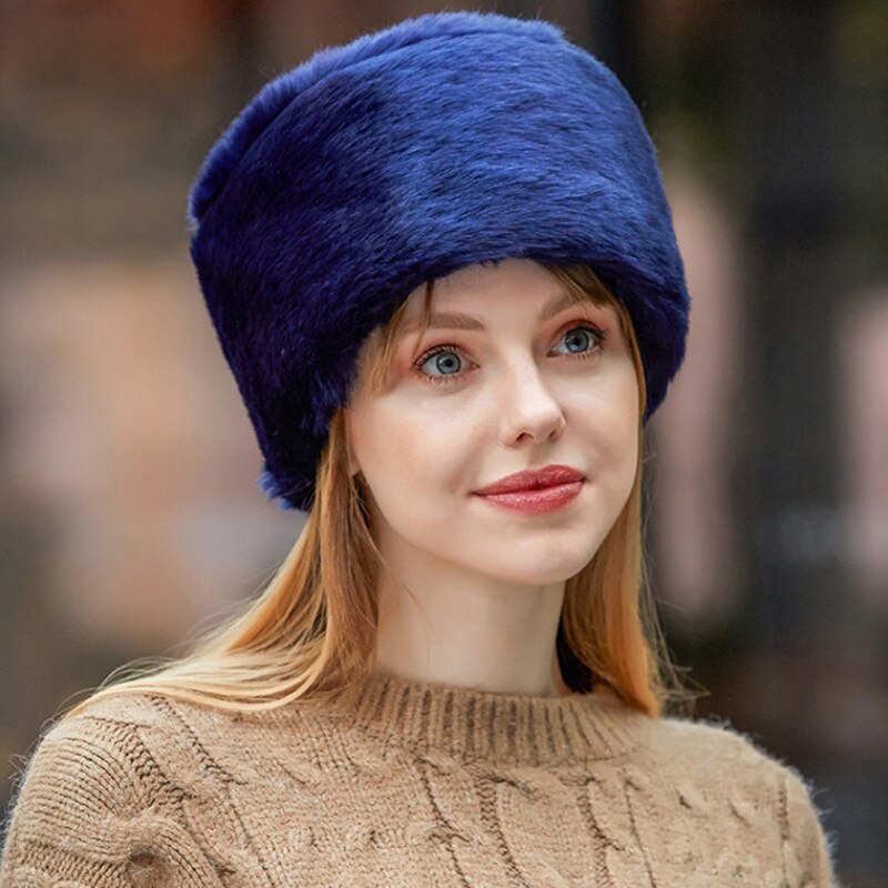 Gorros rusos gruesos y esponjosos para mujer, gorros de piel sintética, gorros de esquí, aviador, orejeras, gorro , gorros de invierno