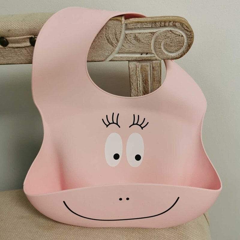 Happyy baby Waterproof Soft Silicone Baby Bib Adjustable Cartoon Newborn Feeding Food Catcher with Pocket for Baby Boy Girl