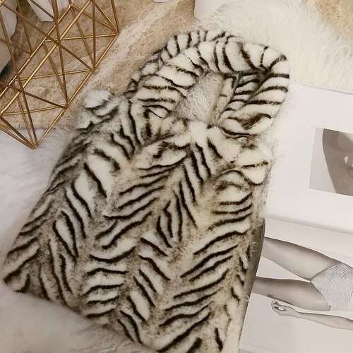 Winter Mode Schoudertas Vrouwelijke Tas Ketting Grote Pluche Winter Handtas Messenger Bag Zachte Warme Bont Tas: 3