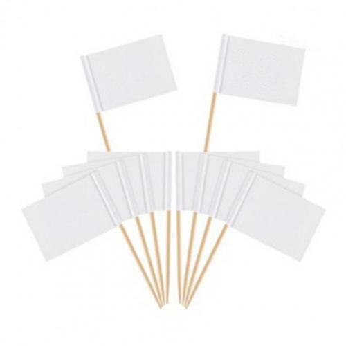 Mini drapeau blanc attrayant pour gâteau, 2 couleurs, 100 pièces/ensemble, décoration de fête: White