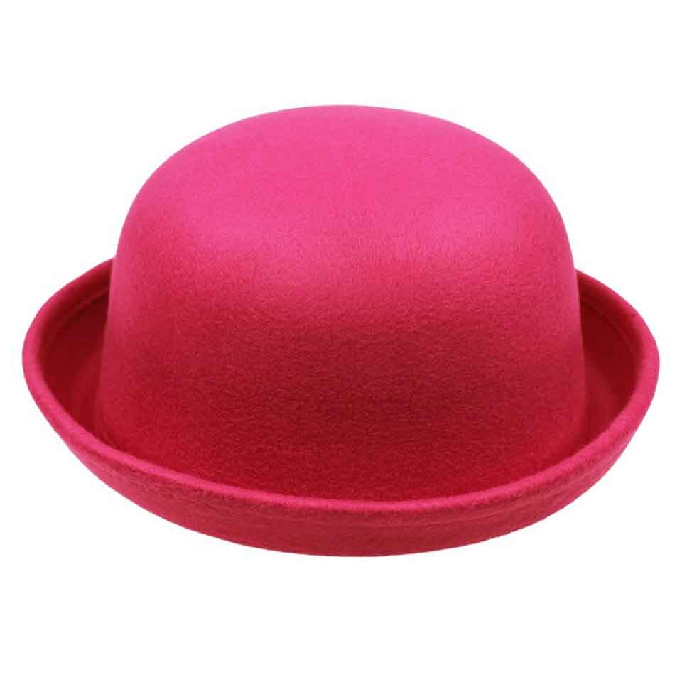 Parent-child Fedora Hat Kids' Round Top Hat Dome Cap Children Dress Hats Felt Hats Wool Felting Bowler Hat For Mom and Baby: C0211-6 / S