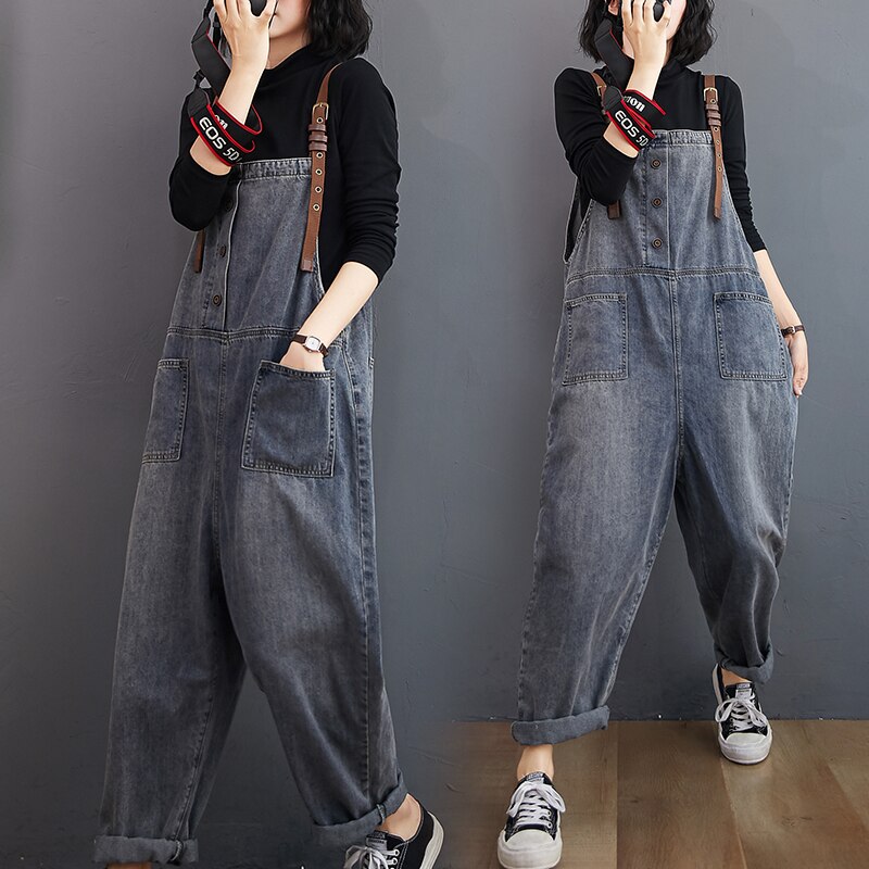 Relaxed Rigid Strap Detail Washed Salopettes