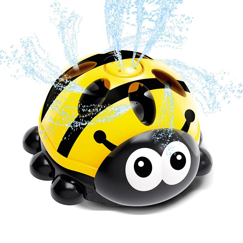 Summer Cool Fun Bath Toys Ball Water Squirting Sprinkler Baby Bath Shower Kids Toys Garden Lawn Water Park: Ladybug (yellow)