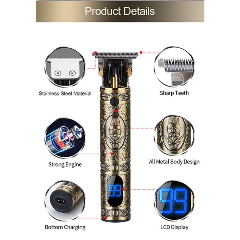 Hair Clippers Men T-Blade Beard Trimmer Barber Rechargeable Grooming Kit Cordless Haircut Machine