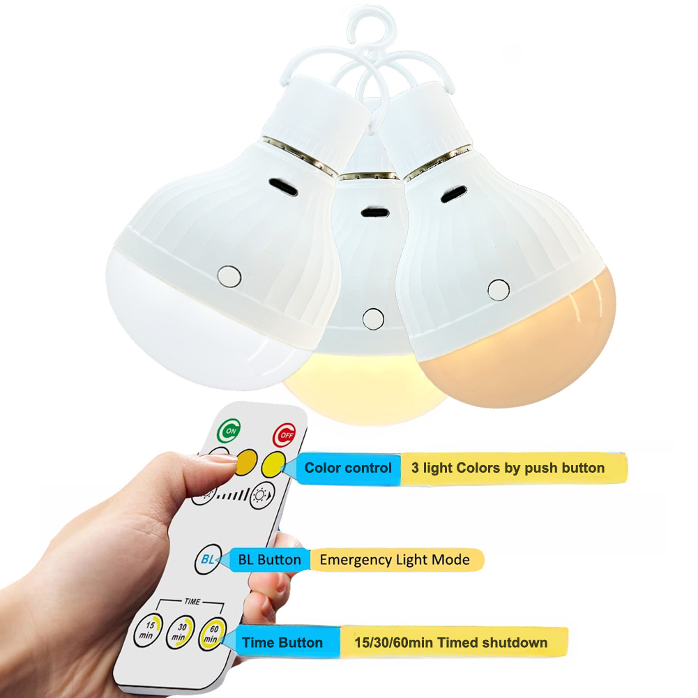 7w e27 led-pærer genopladelig nødlampe med led-pære, varm hvid/hvid til soveværelse  ac 85-265v med ir-fjernbetjening