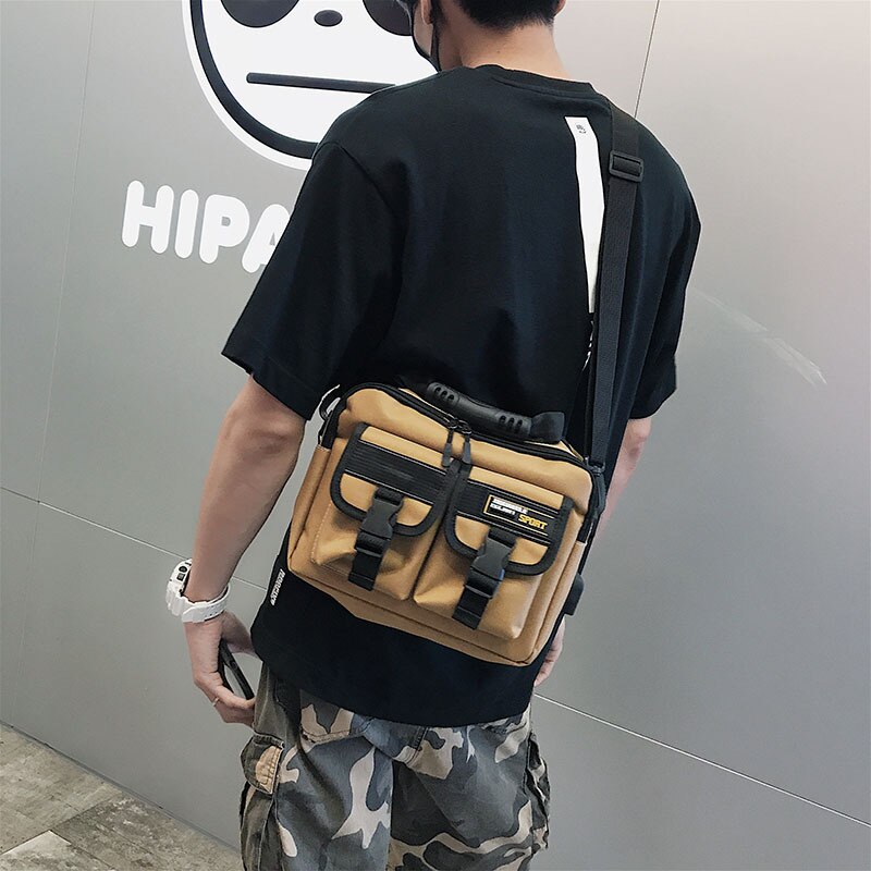 Ougger Neue Hip Hop Stil Schulter Tasche Japanischen Stil Messenger Bag Vielseitige Arbeit Kleidung Straße Hip Hop Schulter Tasche