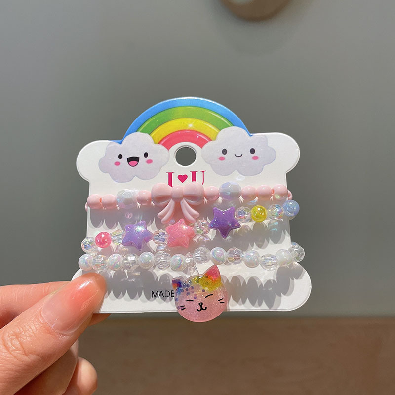 3 uds Qute pulseras de resina coloridas Kit de pulseras para niñas pequeñas pulsera con dijes de para niños accesorios de joyería para fiestas: Color marrón amarillo