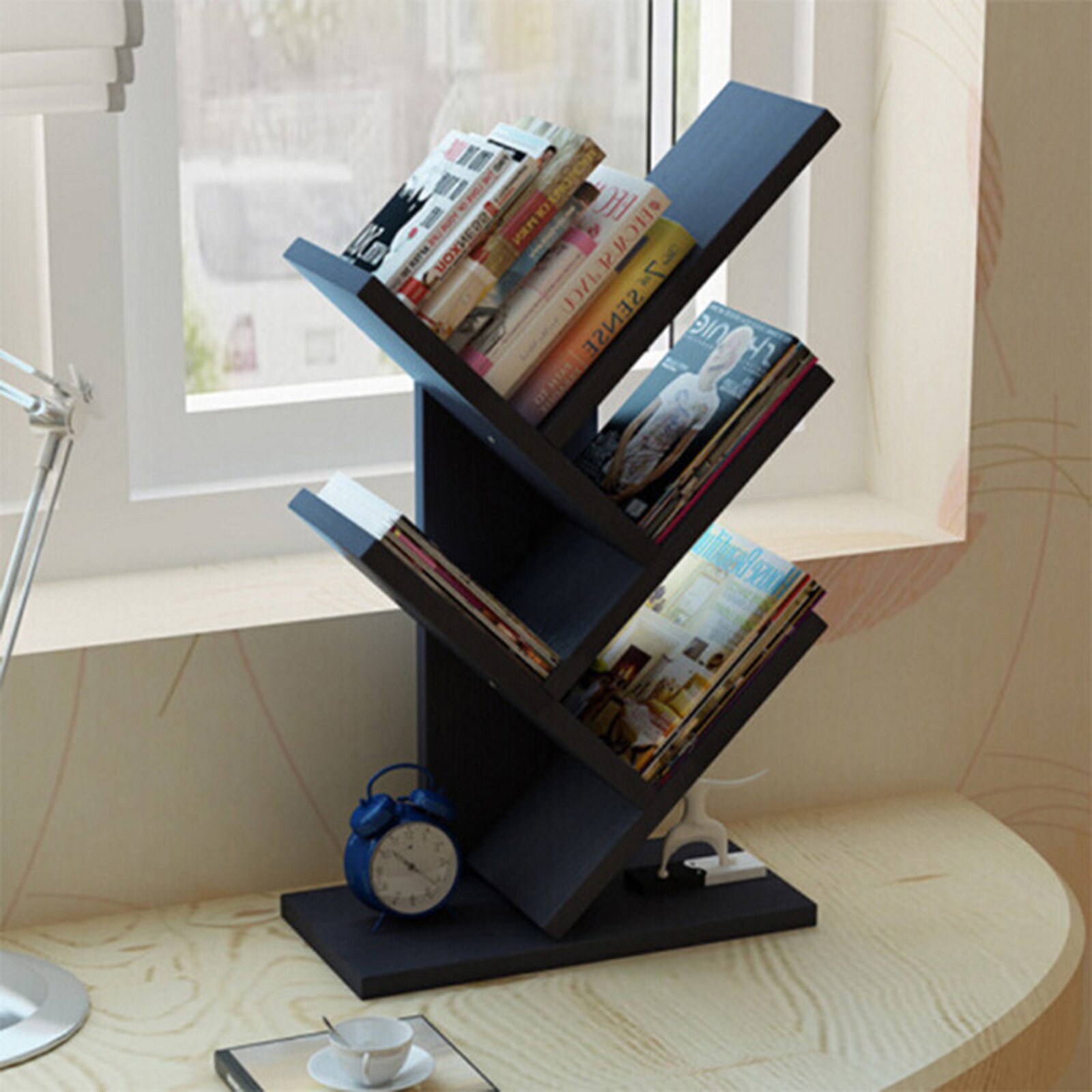 Multi-layer Floor Shelf Storage Rack Display Shelf 5-Shelf Tree Bookshelf Book Storage Rack Bookcase