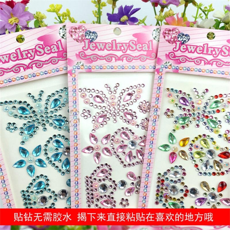 1 set 17*8.5 cm Vlinder Kroon Thema Acryl Strass Telefoon PC Art Diy Decal zelfklevende Steentjes scrapbooking Stickers