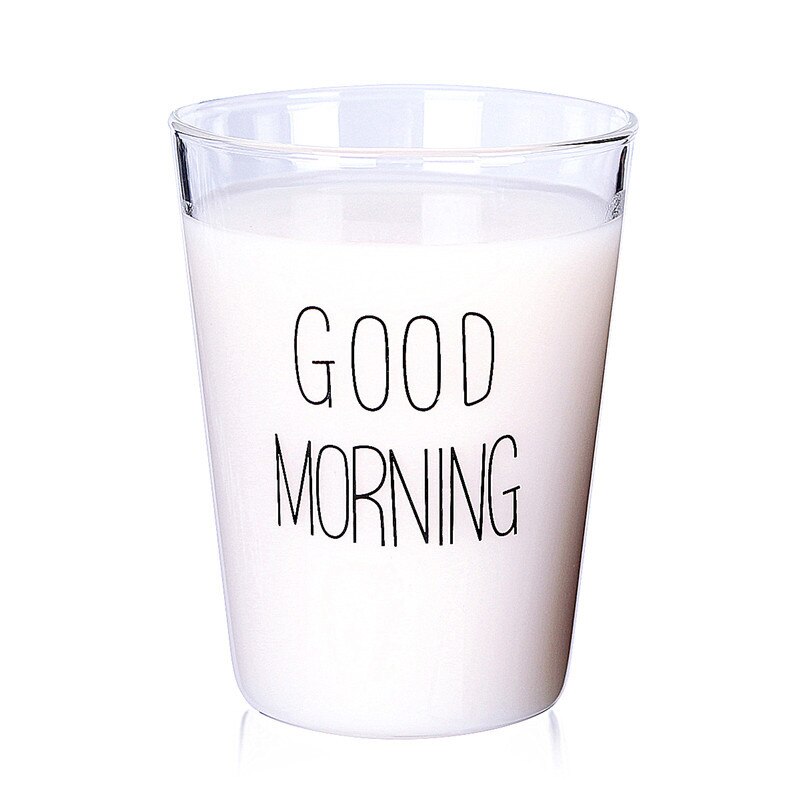 Glass Coffee Milk Mug Good Morning Breakfast Cup Coffee Tea Milk Yogurt Mug Good 400ml