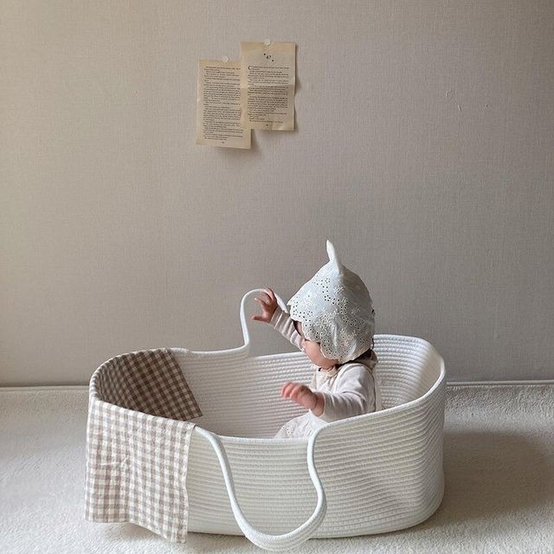 Cesta de dormir tejida para bebé, nido portátil para recién nacido, cama para dormir al aire libre, cuna infantil