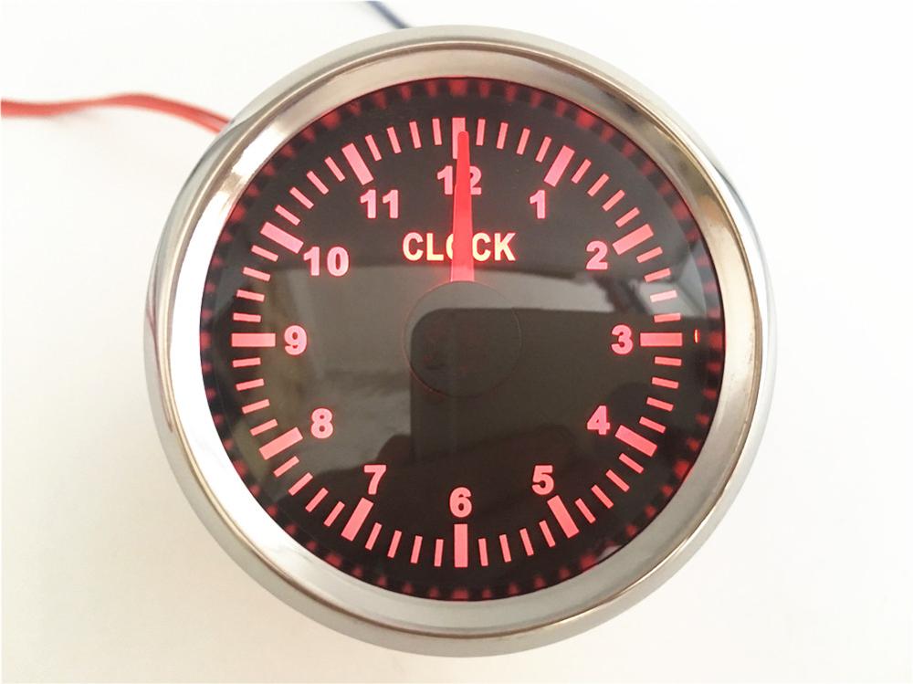 Jauges d&#39;horloge automatique 52mm, 1 pièce, 0-12 heures affichage compteur horloge rétro-éclairage rouge 9-32v pour voiture bateau moto: red backlight BS