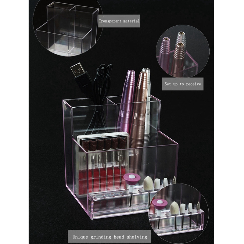 Nagel Polijstmachine Display Box Nail Manicure Opbergdoos Draagbare Container Acryl Organizer Nail Gereedschap