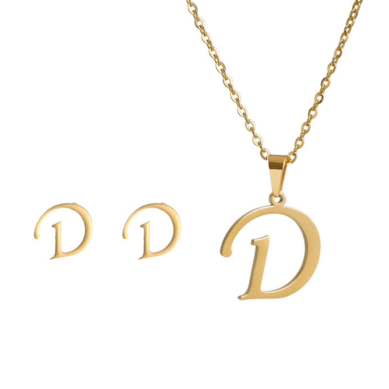 Edelstahl A-Z Alphabet Initial Halskette 26 Englisch Buchstaben Ohrringe Halskette Für Frauen einstellen Personalisieren Schmuck