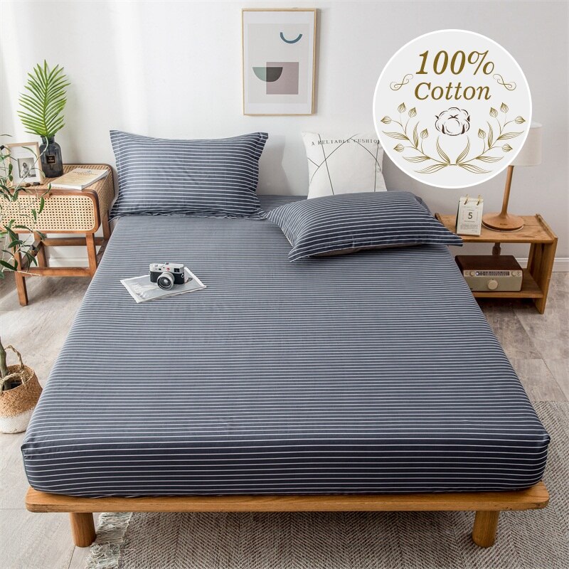 Drap-housse J100 % coton avec bande élastique, drap-housse de luxe géométrique, taille Queen, drap de lit simple, King Size: 6 / 1 Piece 180x200cm