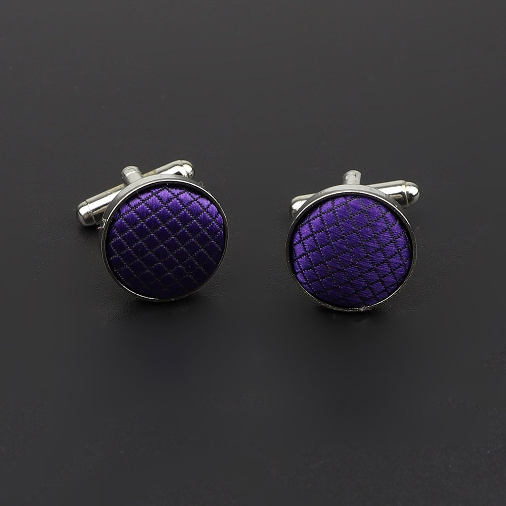 Botões de punho para homens, botões clássicos de cor sólida de poliéster com design verificado