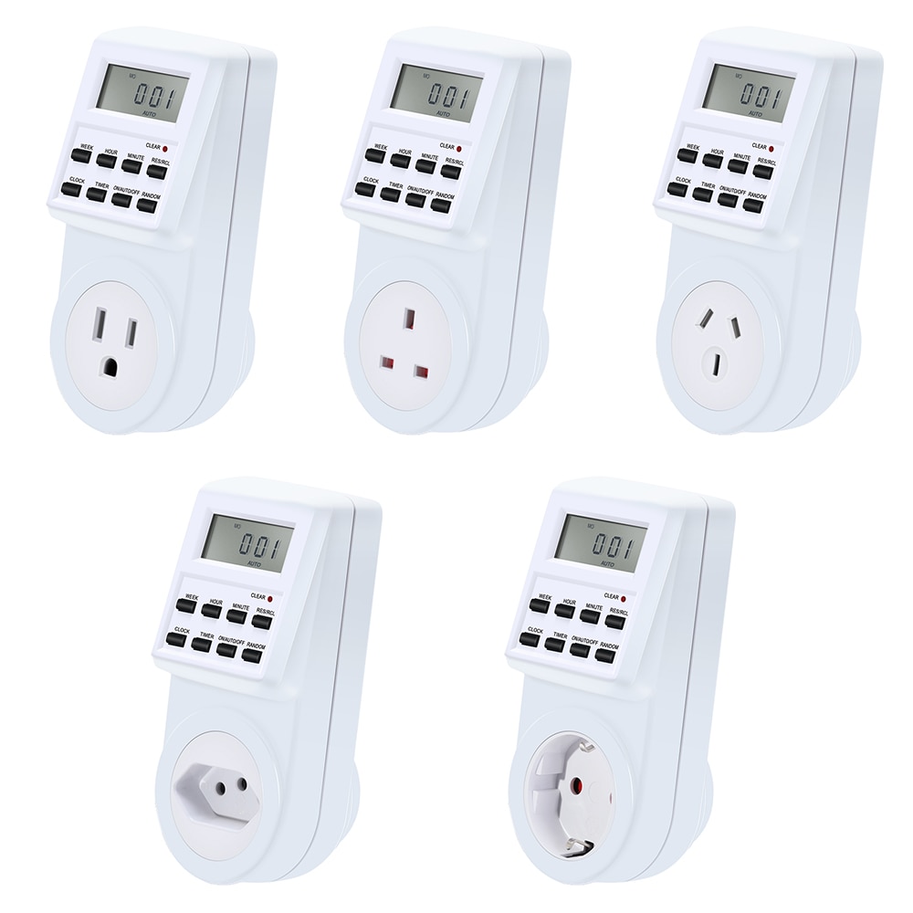 EU UK US FR BR Plug Digital Smart Home Programmable Electric Wall Plug Power Socket Timer Switch Socket Clock 220V 110V AC