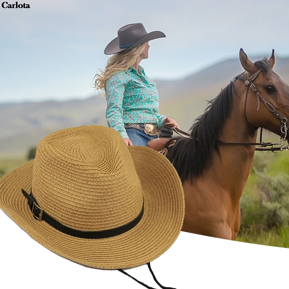 Summer Foldable Straw Hat Sun Protection Western Cowboy Hat Child Against Uv Rays Beach Sunhat Wide Brim Cowgirl Hats