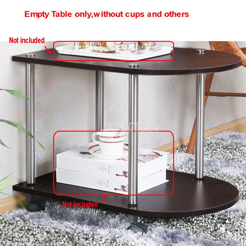 2 Layer Multi-functional Balcony Movable Tea Table With Wheel Living Room Bedroom Sofa Side Corner Modern Low Table: Black Walnut Color