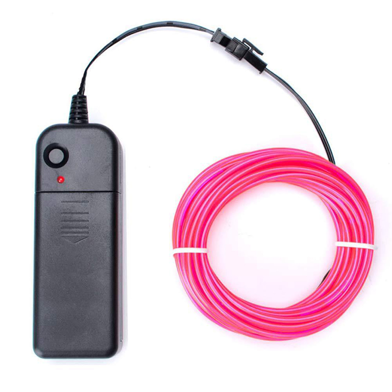 Cable de alambre luminoso para decoración, luces LED de neón para Navidad, de baile, Disfraces, bricolaje, ropa, coche, Rave, 3m/5m: Rosa / 5M
