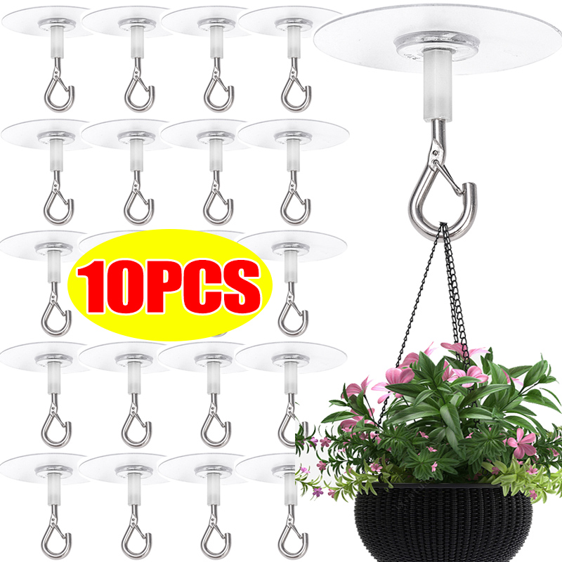 Self Adhesive Ceiling Hooks Wall Mounted Hanging Basket Hooks Plant Flower Pot Hanging Rack Home Garden Heavy Duty Storage Tools