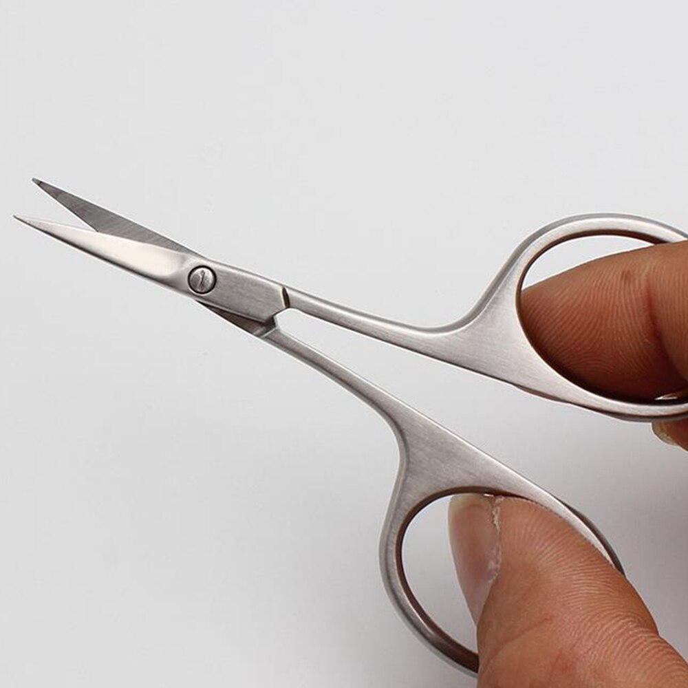 Aço inoxidável sobrancelha aparamento tesoura cotovelo beleza guarnição sobrancelhas cílios postiços e nariz ferramentas de beleza do cabelo