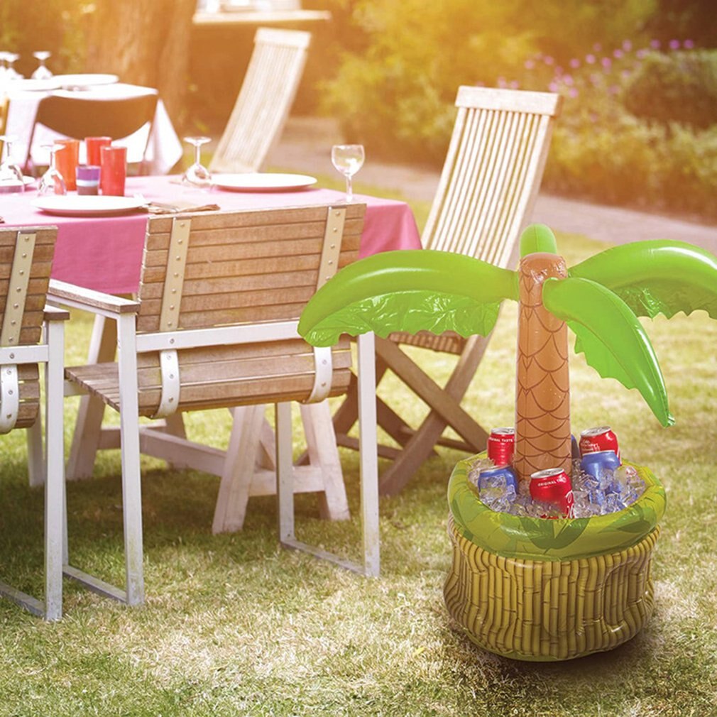 Palm Tree Cooler Inflatable Serving Bar Salad Buffet Ice Tray Food Drink Containers With Drain Plug For Picnic Pool Party