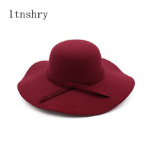 Talvihatut naisille ämpäri korkki pehmeä vintage leveä lieri villahuopa keilaaja fedora hattu floppy cloche naisten iso hattu kirkon lippis