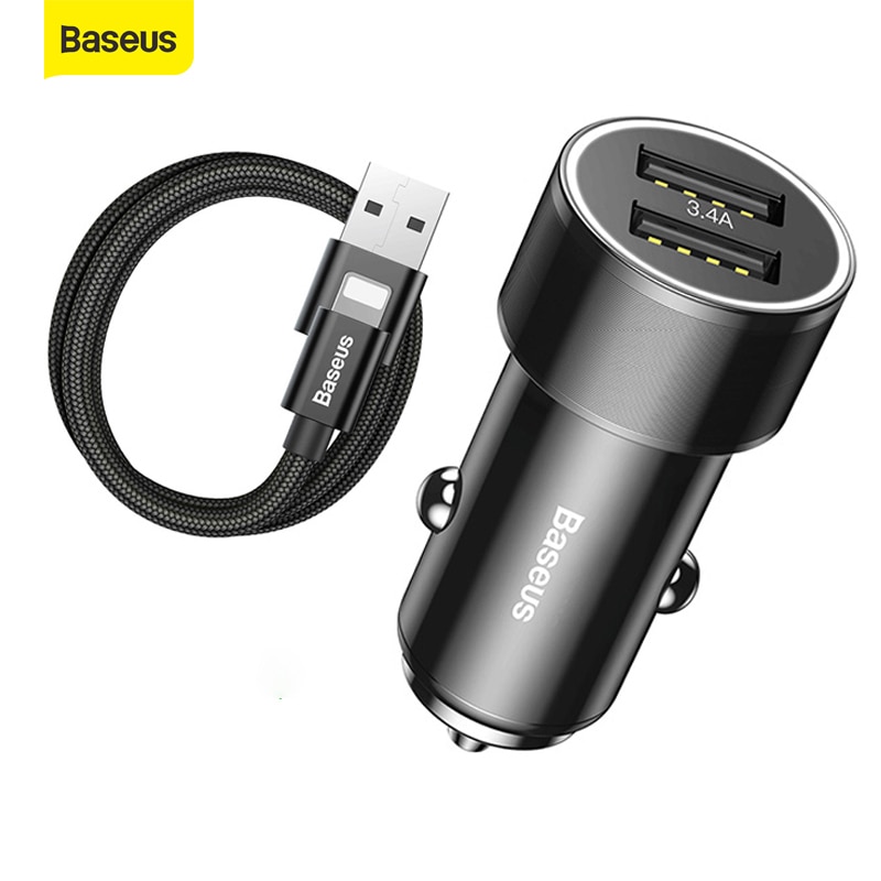 Baseus 36W Car Charger 3.4A Dual USB Fast Charging Universal Mobile Phone Type-C Cable Car Charger For Xiaomi For Samsung For iP