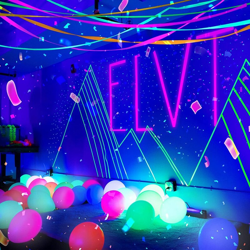 Decoración de cinta de , papel crepé de neón, suministros y accesorios para fiestas con luz negra fluorescente, 8 paquetes