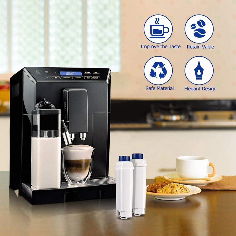 Paquet de 4 filtre de Machine à café pour Delonghi DLSC002 filtre ECAM, Esam, ETAM, BCO, EC avec adoucisseur de charbon actif