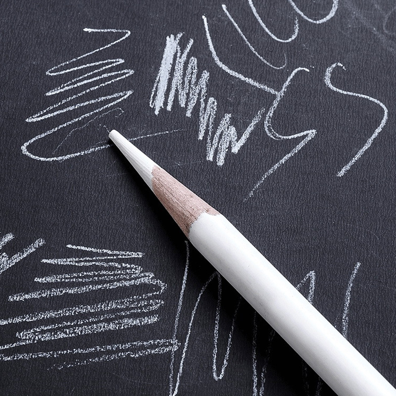 Juego de lápices de carbón blanco y negro para dibujo, bocetos, sombreado en papeles oscuros, cartón de colores, 6 unidades por juego