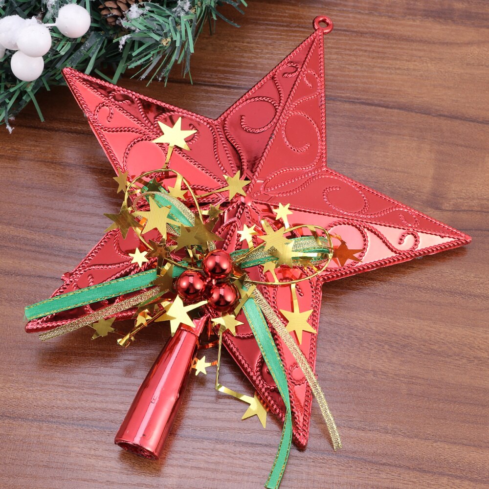 20cm Christmas Tree Star Topper Glittering Christmas Tree Decoration Ornaments (Golden): Red