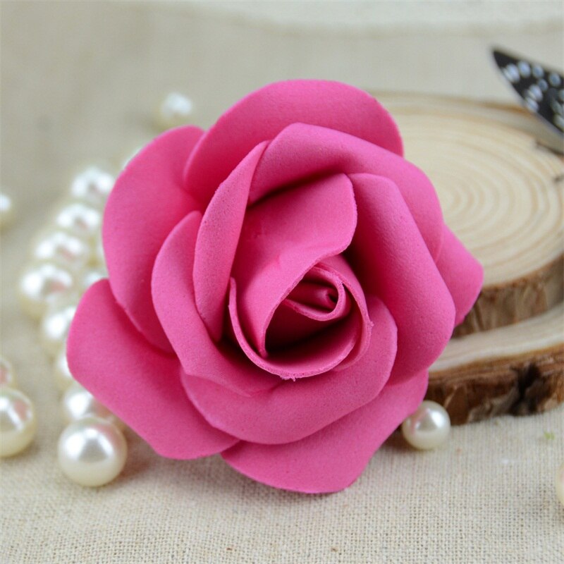 50Stck 6cm Künstliche PE Schaum Rose Blumen Köpfe Für Hochzeit Heimat Dekorationen DIY Scrapbooking Kranz Girlande Günstige Blume