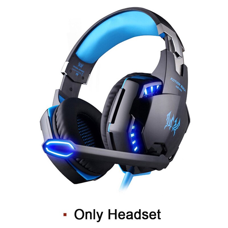 casque de jeu stéréo sur-oreille jeu casque bandeau écouteur avec micro lumière LED pour PC Gamer + 6 boutons Pro souris de jeu: Only Headset