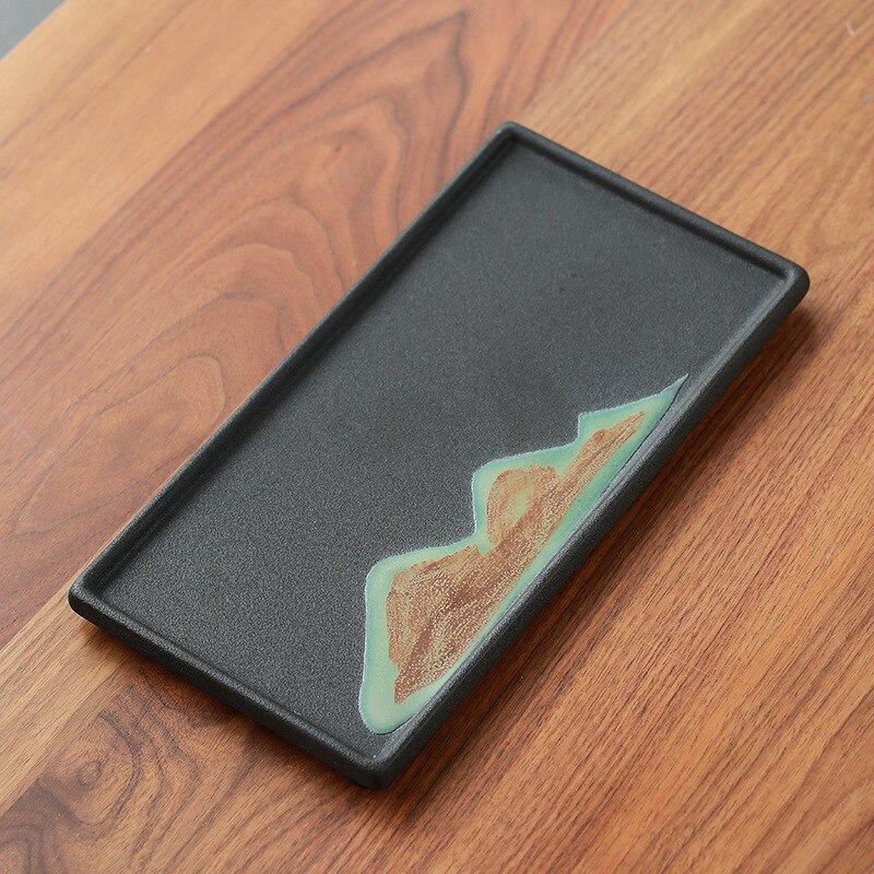 In The Distant Japanese Pottery Bamboo Tea Tray Retro Small Number Ceramic Tea Utensil Tea Chinese Tea Table Gongfu Tea Tray: tea tray A