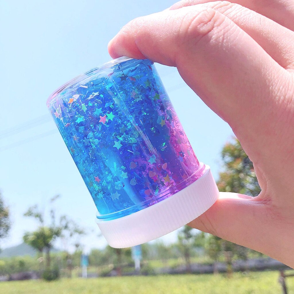 Juguetes blandiblú transparente con lentejuelas de estrellas DIY, barro de cristal esponjoso, mezcla de color, nube, suministros de masa viscosa, arena mágica, Arcilla De La masilla antiestrés