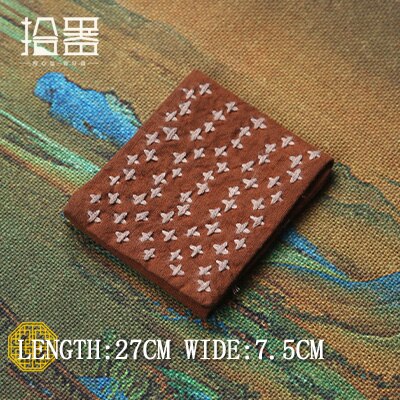 Retro Chinese Geborduurde Theedoek Japanse Thee Doek Pot Pad Tafelkleed Absorberende Katoen Hennep Verdikte Thee Plaat Accessoires: Brown 01