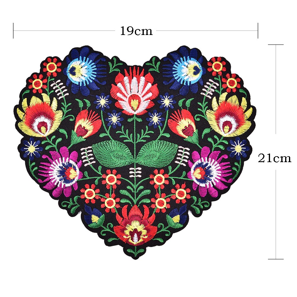 Geborduurde Patch 2 STKS Grote Hart Bloem Patch 3D Borduurwerk Applique