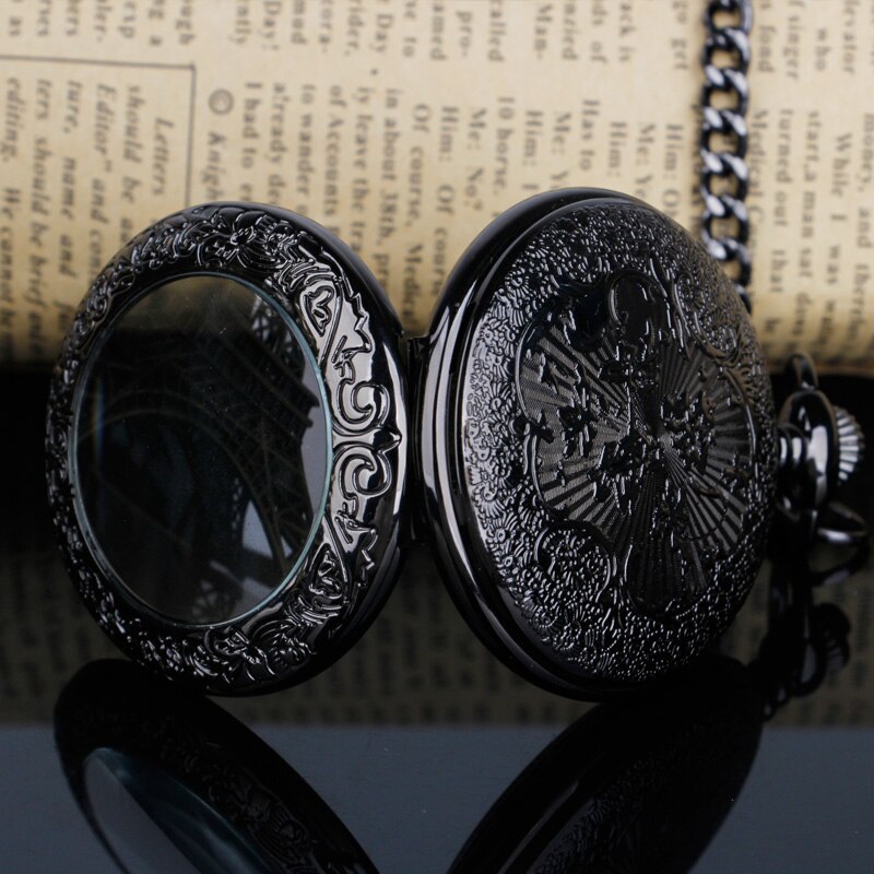 Open Face Quartz Pocket Watch Roman Numbers Analog Display Pendant Clock with Necklace Chain for Mens Womens