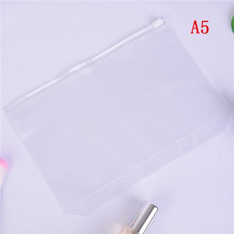 Soporte de archivo A5/A6/A7 bolsa de hoja suelta de PVC transparente estándar con producto de archivo de cremallera de estilo propio: A5