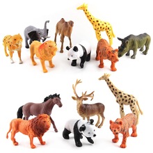 DIY Wild Jungle Zoo Animal Models Tiger Lions Leopard Action Figures Set Collection Doll Educational Toy for Children