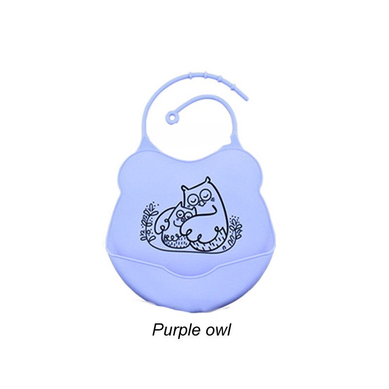 Brand Infant Baby Kids Silicone Cartoon Bib Baby Lunch Feeding Bibs Waterproof Bibs Burp Cloths Saliva Pocket 2-12M: Purple