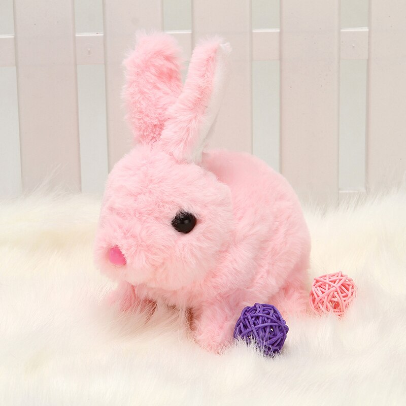 Jouets électroniques interactifs lapin mignon, animaux de compagnie Robot lapin saut de marche, jouets électroniques pour enfants: Rose