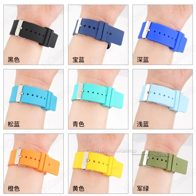 Correa de silicona para reloj de 14mm, 16mm y 18mm, correa de repuesto Universal para reloj para mujer y hombre, pulsera resistente al agua, accesorios para relojes