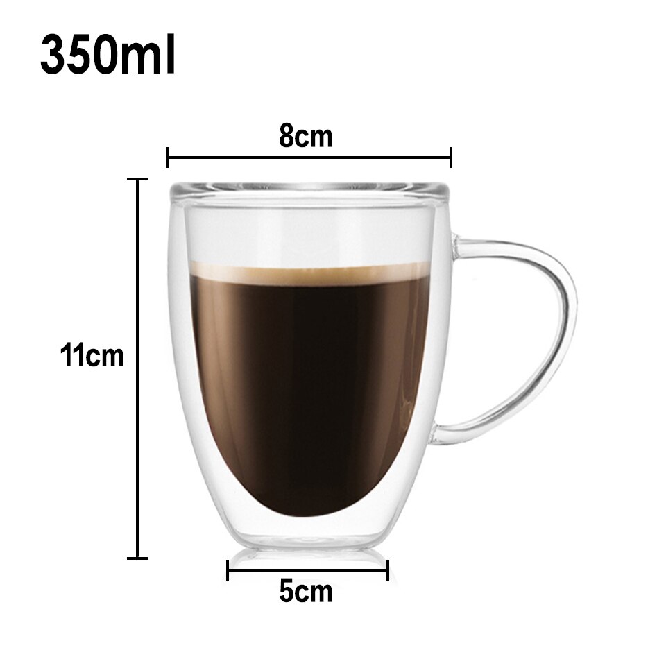 Heat Resistant Double Wall Glass Coffee Tea Cups And Mug Qith Double Bottom Clear Beer Wine Glass Cup 80/180/240/250/350/450ml: glass cup CB276-B