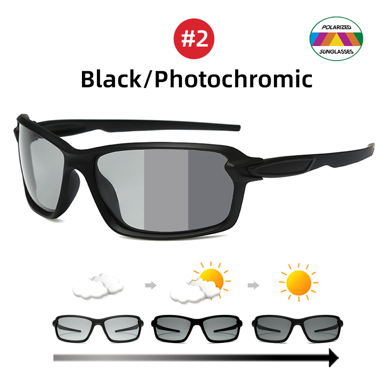 Sportzonnebril voor heren Meekleurende fietsspiegel Rood gepolariseerde fietszonnebril Dames Vissen 2025, UV400 fietsbril: Black