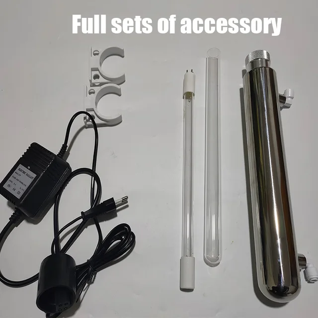 12W Stainless Steel UV Water Sterilizer Ultraviolet Tube Lamp Direct Drink Disinfection Filter Aquarium Fish Tank Purifier: us