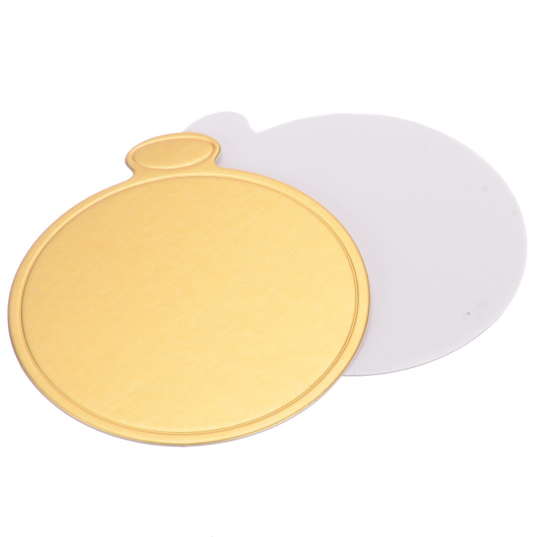 Mayitr 100Pcs/set Round Mousse Cake Boards Gold Paper Displays Cupcake Dessert Tray Wedding Birthday Pastry Decor